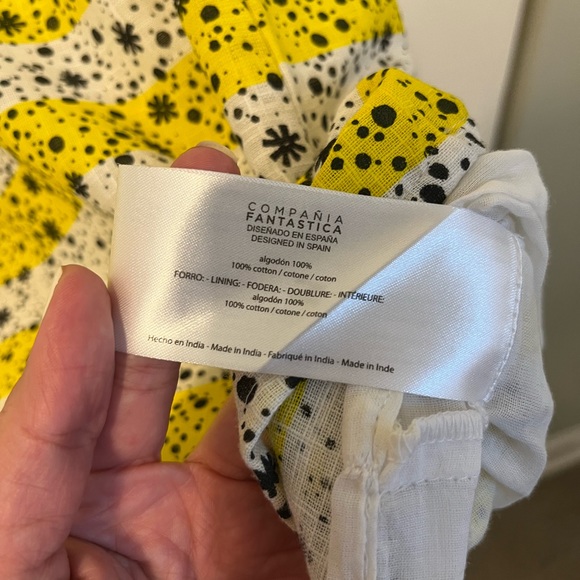 Compañia Fantastical A-line yellow, white and black print skirt - Picture 5 of 5